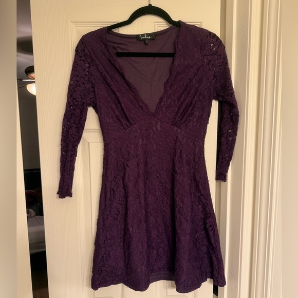 Lulus We Will Dance Purple Three-Quarter Sleeve Lace Dress Size S - Picture 1 of 6